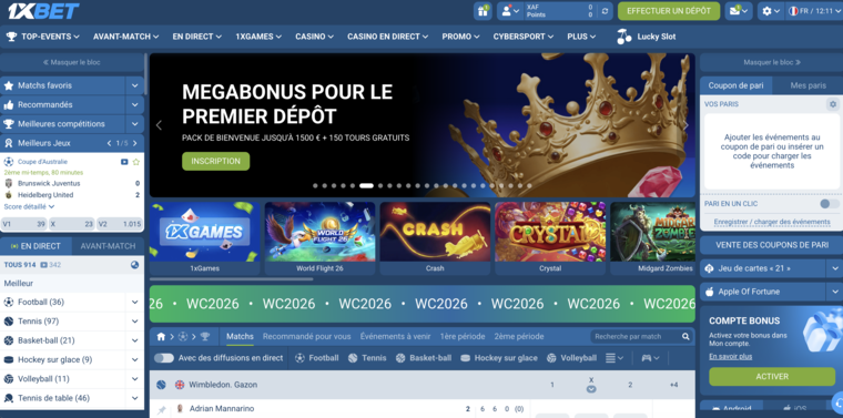 1xBet Togo, page d'accueil paris sportifs